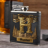 Custom Initial Gift For Him - Personalized Whisky Hip Flask