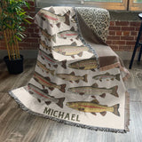 Love Fishing - Personalized Fishing Woven Blanket