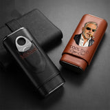 Dad Loves Cigars - Personalized Father Leather Cigar Humidor Case