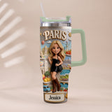 Just A Girl Who Loves Travelling - Personalized Travelling Tumbler With Handle