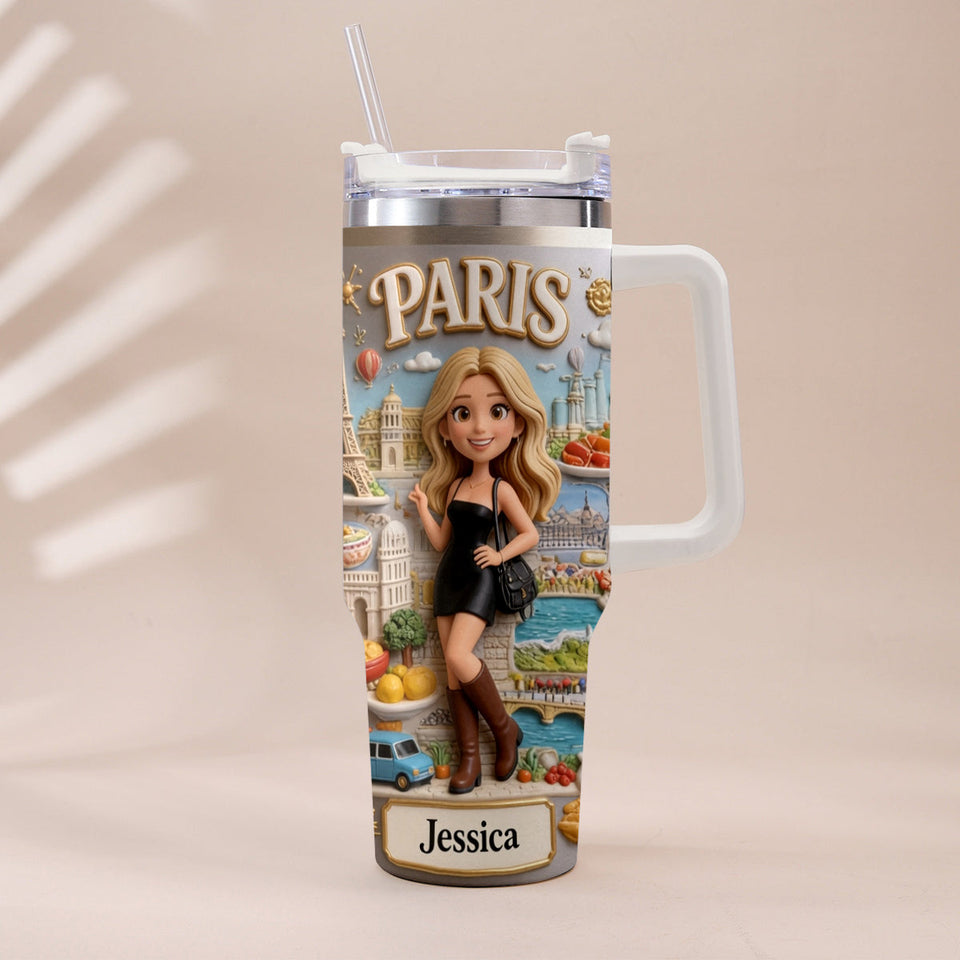 Just A Girl Who Loves Travelling - Personalized Travelling Tumbler With Handle