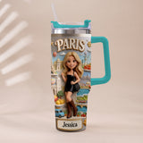Just A Girl Who Loves Travelling - Personalized Travelling Tumbler With Handle