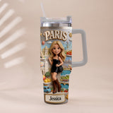 Just A Girl Who Loves Travelling - Personalized Travelling Tumbler With Handle