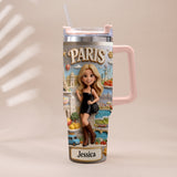 Just A Girl Who Loves Travelling - Personalized Travelling Tumbler With Handle