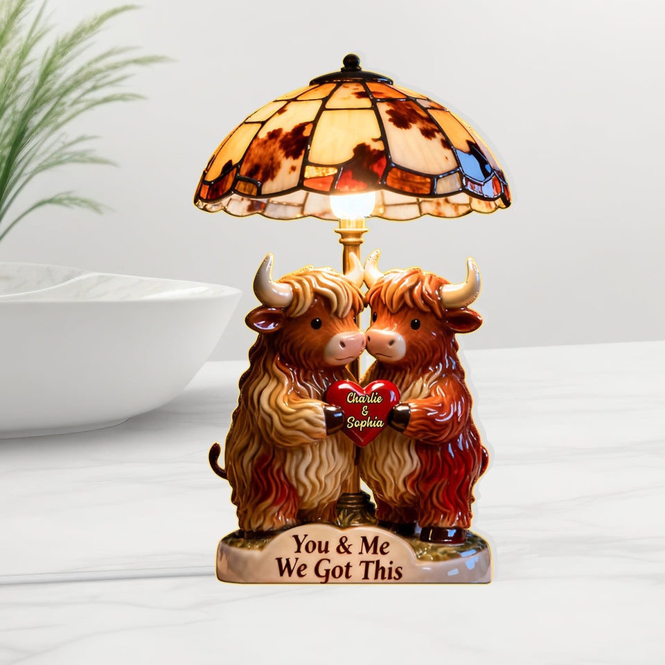 You & Me We Got This - Personalized Highland Cow Acrylic LED Night Light