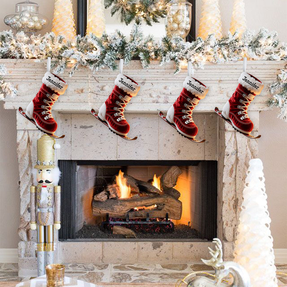 Perfect Gift for Skiing Lovers - Personalized Skiing Shaped Christmas Stocking