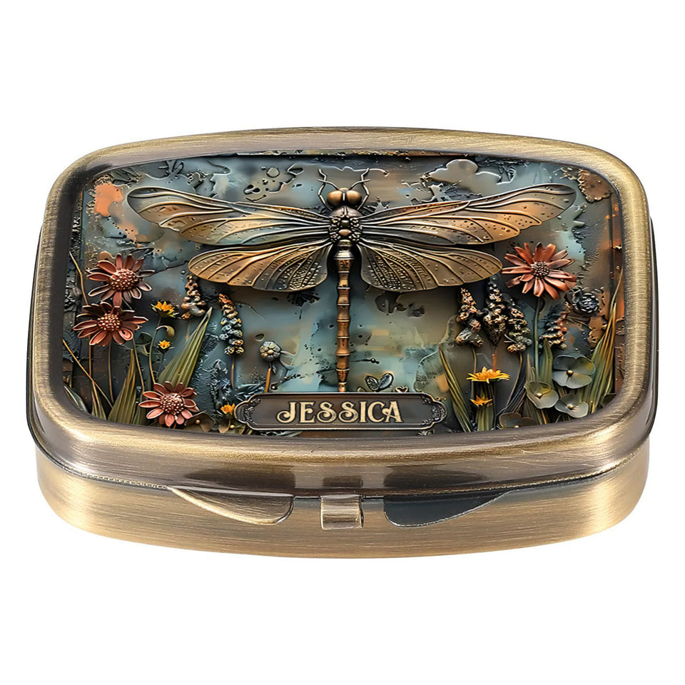 Beautiful Dragonfly, Butterfly/ Hummingbird/ Bee - Personalized Gardening Pill Organizer Box