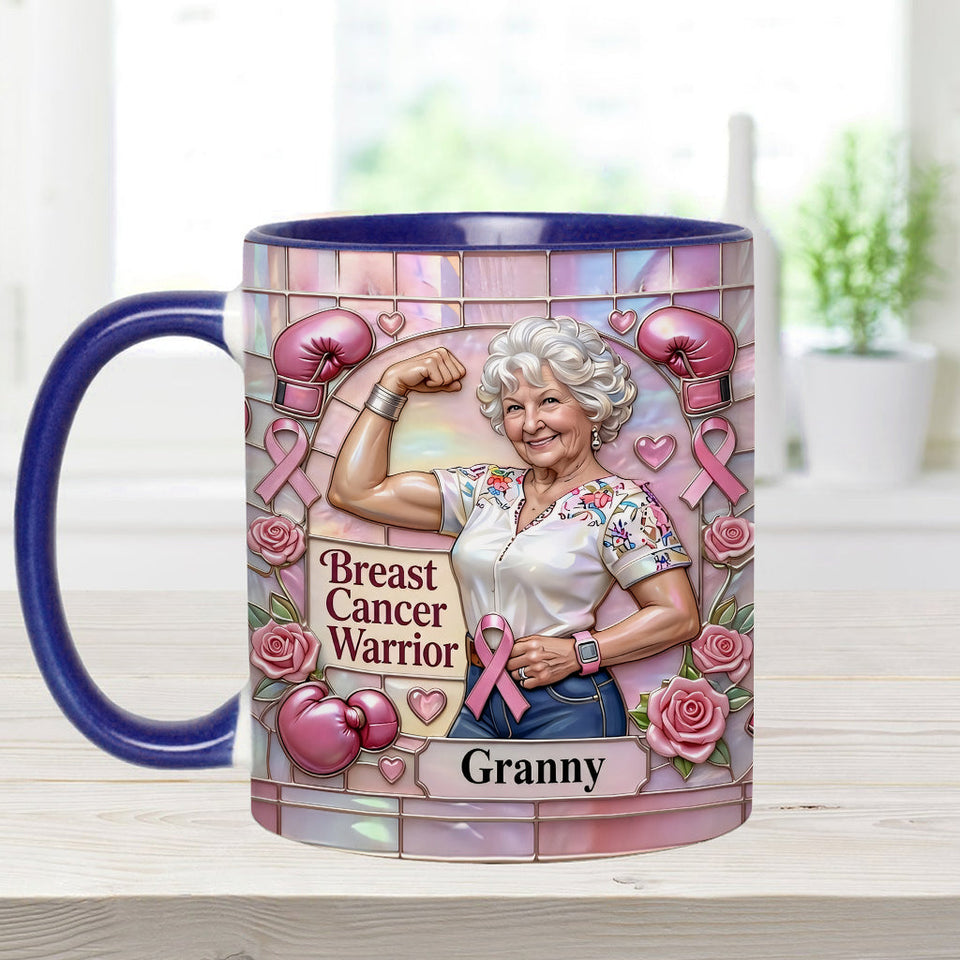 I'm A Warrior - Personalized Breast Cancer Awareness Accent Mug & Coaster