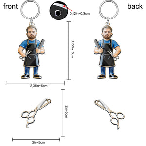 Hairdresser, Barber Custom Any Photo - Personalized Hairdresser Premium Keychain With Charms
