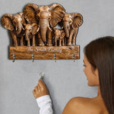 Elephant Family - Personalized Elephant Custom Shaped Hanging Rack