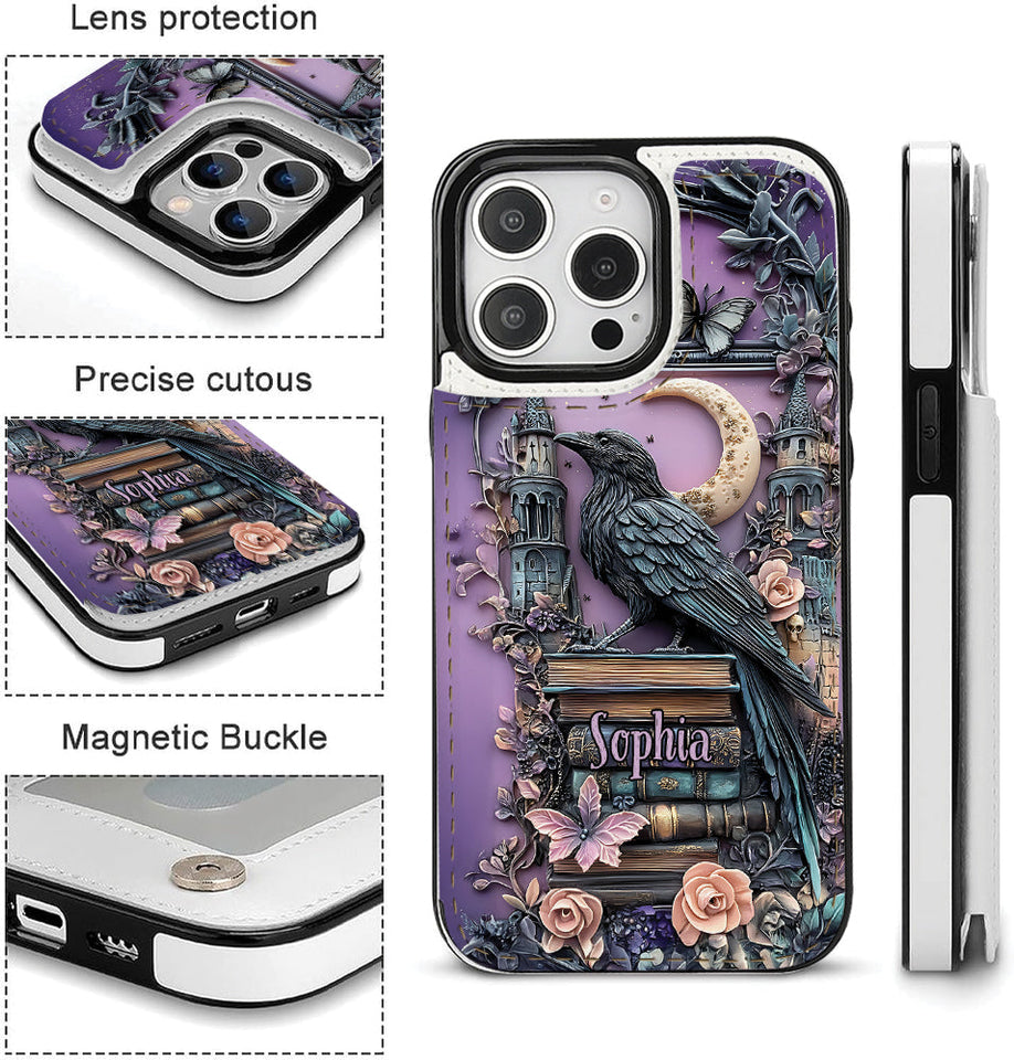 Dark Academia Book Reader - Personalized Book Foldable Wallet Phone Case