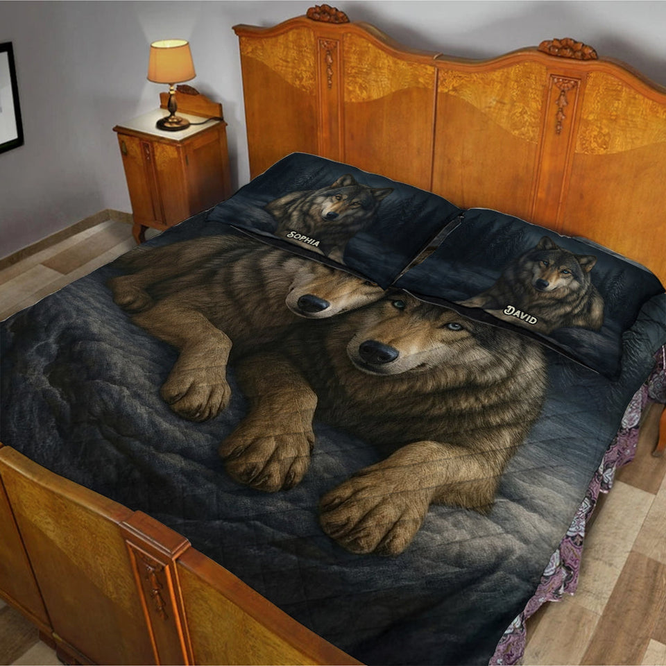 Wolf Lover - Personalized Wolf Quilt Set