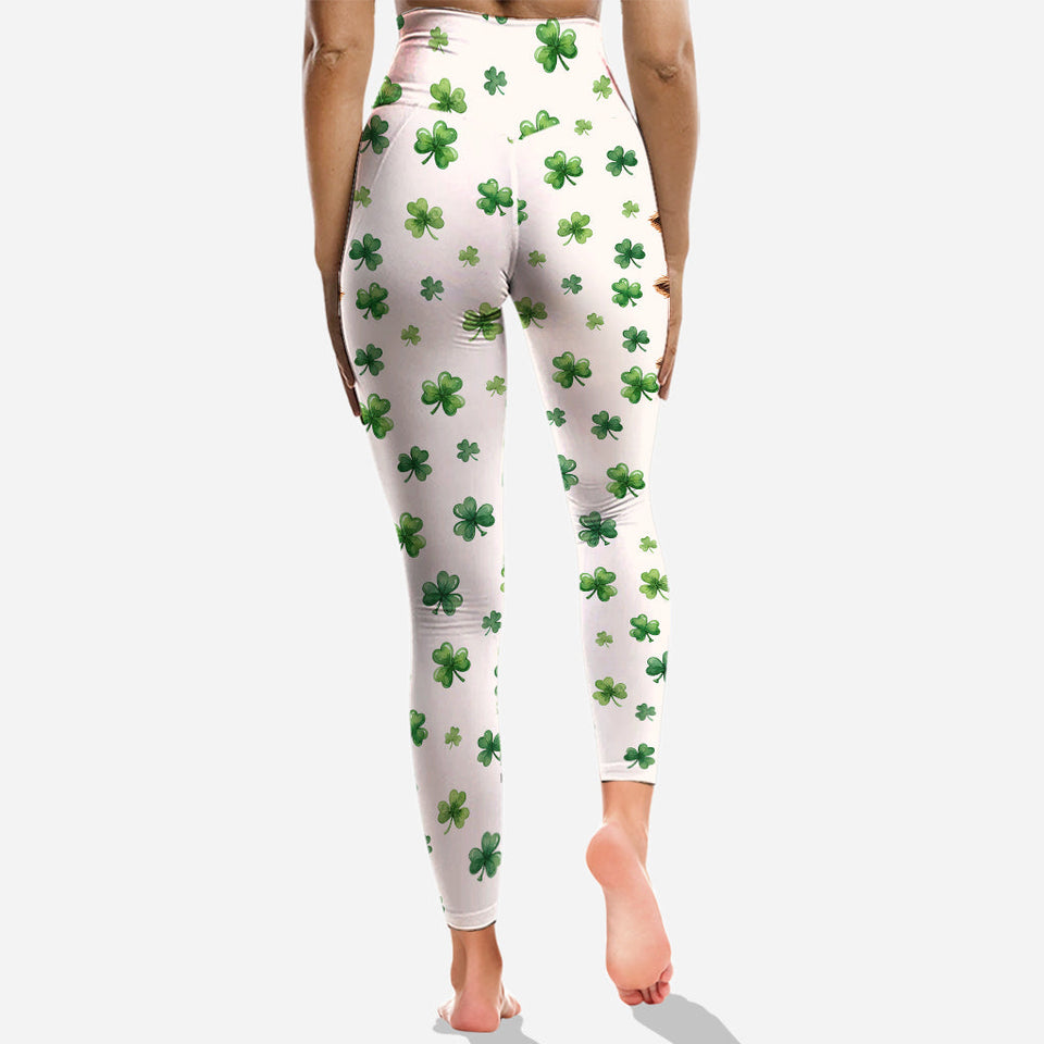 St. Patrick's Day Highland Cow - Personalized Highland Cow Hoodie and Leggings