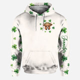 St. Patrick's Day Highland Cow - Personalized Highland Cow Hoodie and Leggings