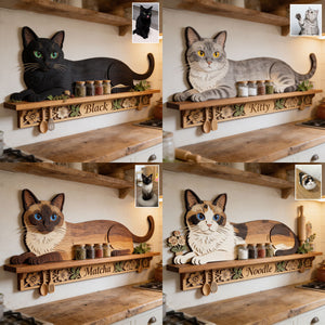 Cat Lovers - Personalized Cat Wooden Floating Shelf