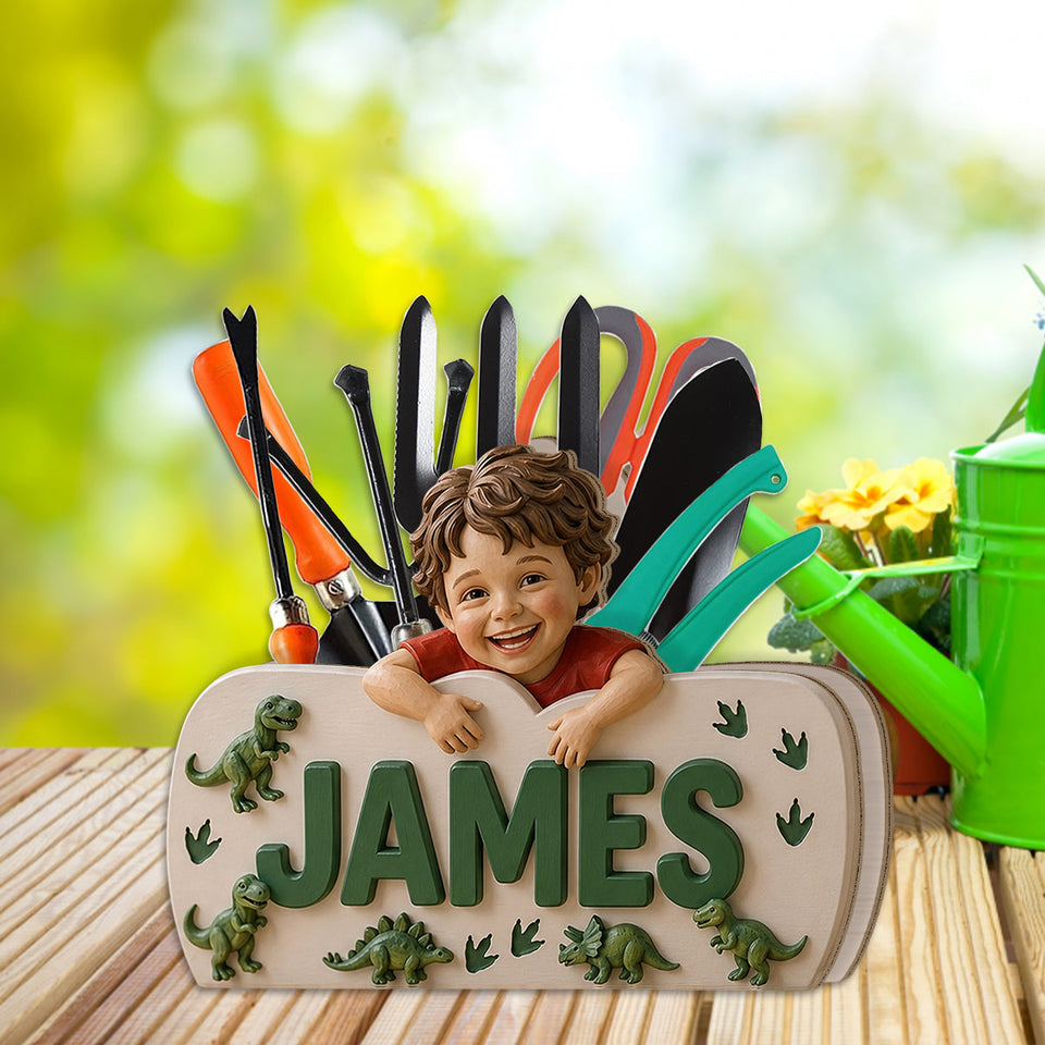 Special Name Wooden Pen Holder - Personalized Kid Wooden Desk Organizer