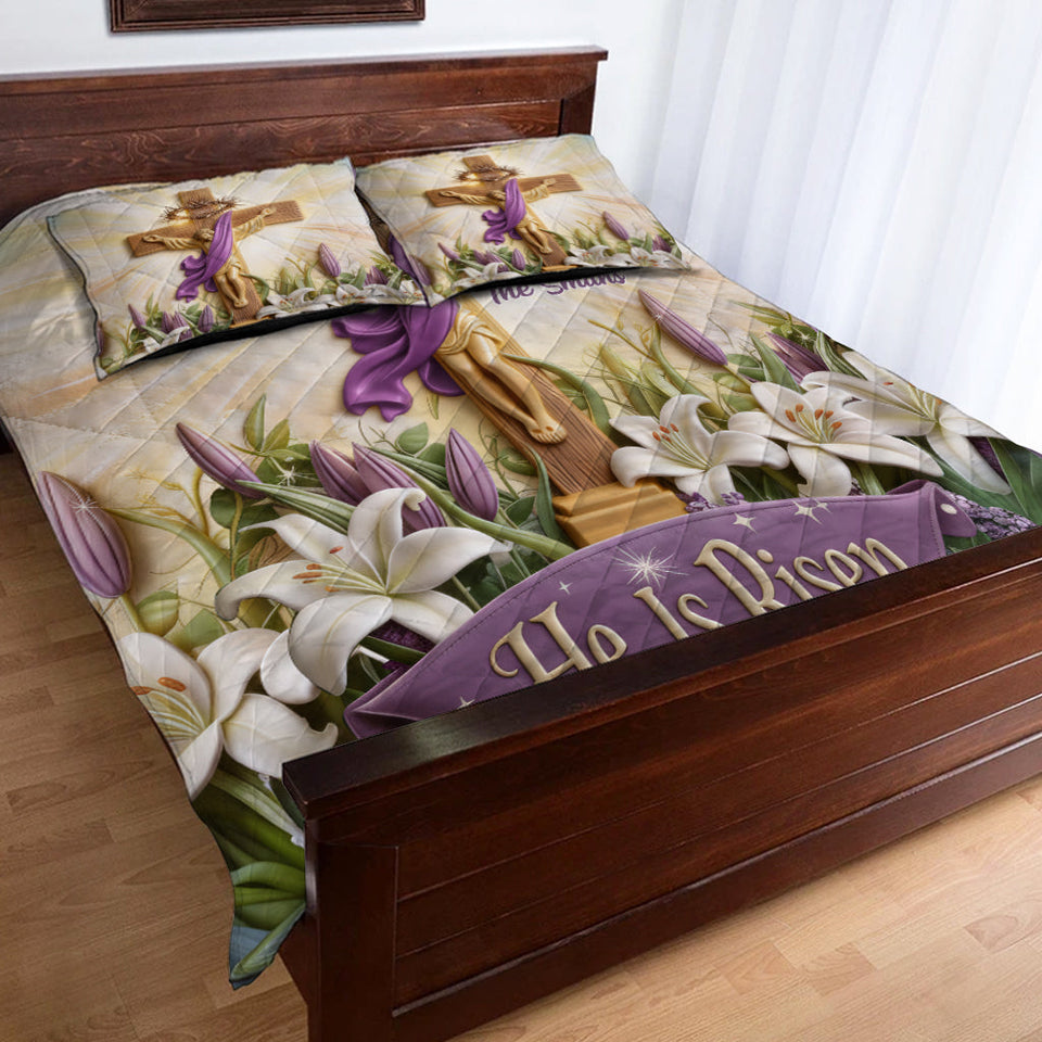 He Is Risen - Personalized Christian Quilt Set