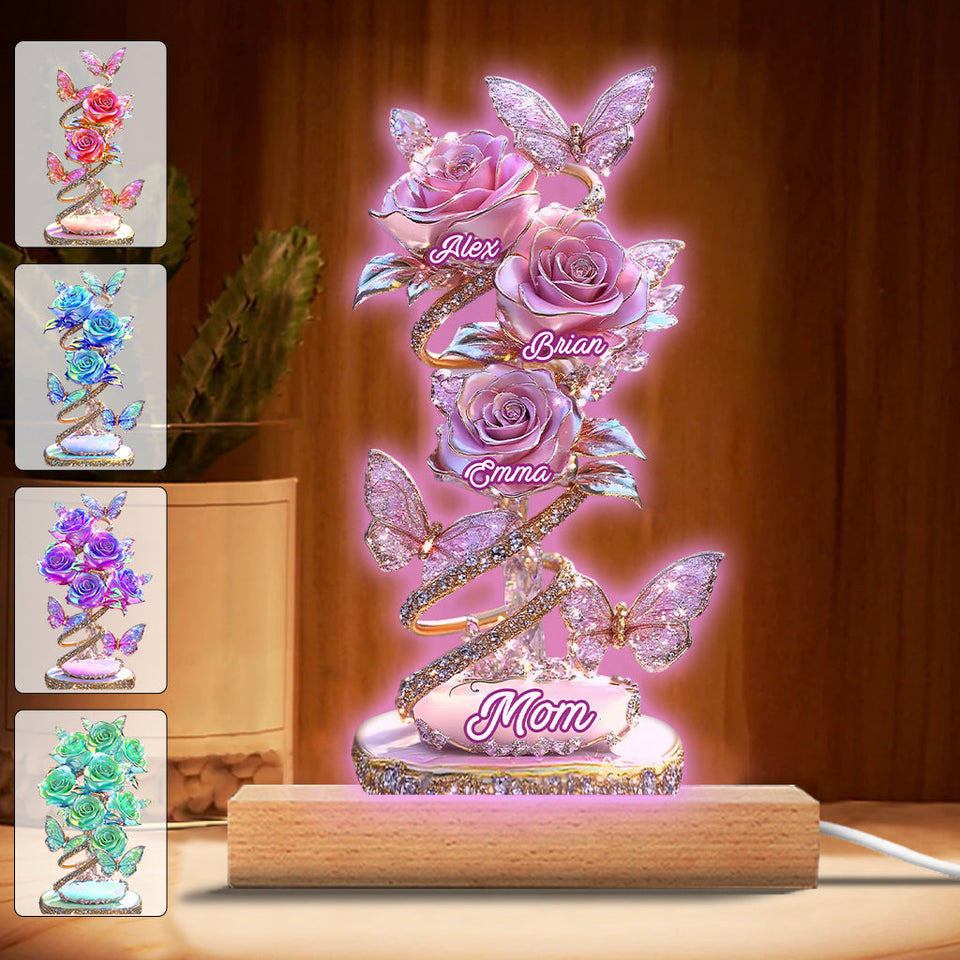 My Garden Gift For Mom, Grandma - Personalized Mother Shaped Plaque Light Base