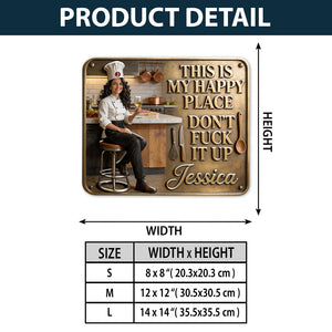 Kitchen Is My Happy Place - Personalized Cooking 3D Printed Cut Metal Sign