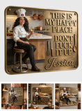 Kitchen Is My Happy Place - Personalized Cooking 3D Printed Cut Metal Sign