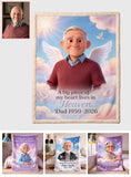 A Piece Of My Heart Lives In Heaven - Personalized Memorial Blanket