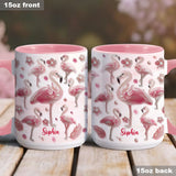 Crystal Pink Flamingo - Personalized Flamingo Accent Mug