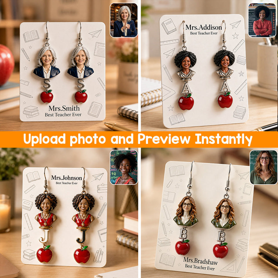 Best Teacher Ever - Personalized Teacher Earrings With Card