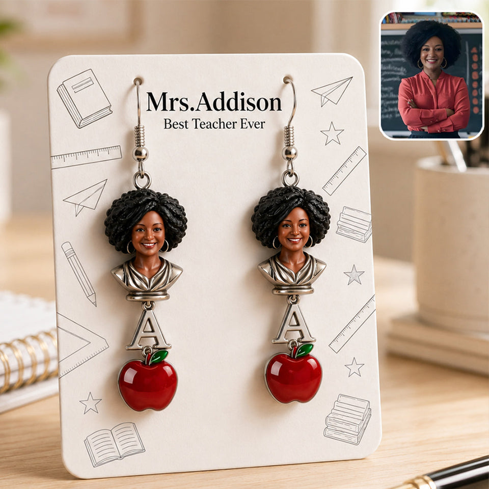 Best Teacher Ever - Personalized Teacher Earrings With Card