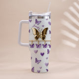 Love Butterfly - Personalized Butterfly Tumbler With Handle