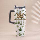 Green Magic Leaf - Personalized Weed Tumbler With Handle
