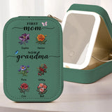 First Mom Now Grandma - Personalized Grandma Jewelry Box With LED Mirror
