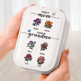 First Mom Now Grandma - Personalized Grandma Jewelry Box With LED Mirror
