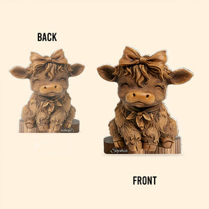 Cute Highland Cow - Personalized Highland Cow Custom Shaped Acrylic Plaque