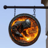 Gift For Welder Man - Personalized Welder Round Metal Sign