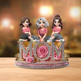 Pink Floral Mom - Personalized Mother Custom Shaped Acrylic Plaque