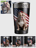 Custom Any Photo Pet With American Flag Pattern - Personalized Dog Tumbler