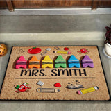 Pencil Crayon Teacher Doormat - Personalized Teacher Doormat