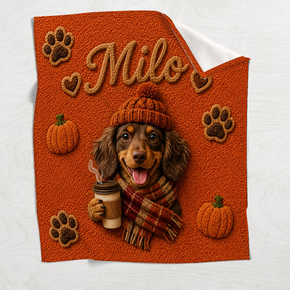 Fall Season Cute Pet - Personalized Dog Blanket
