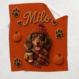 Fall Season Cute Pet - Personalized Dog Blanket