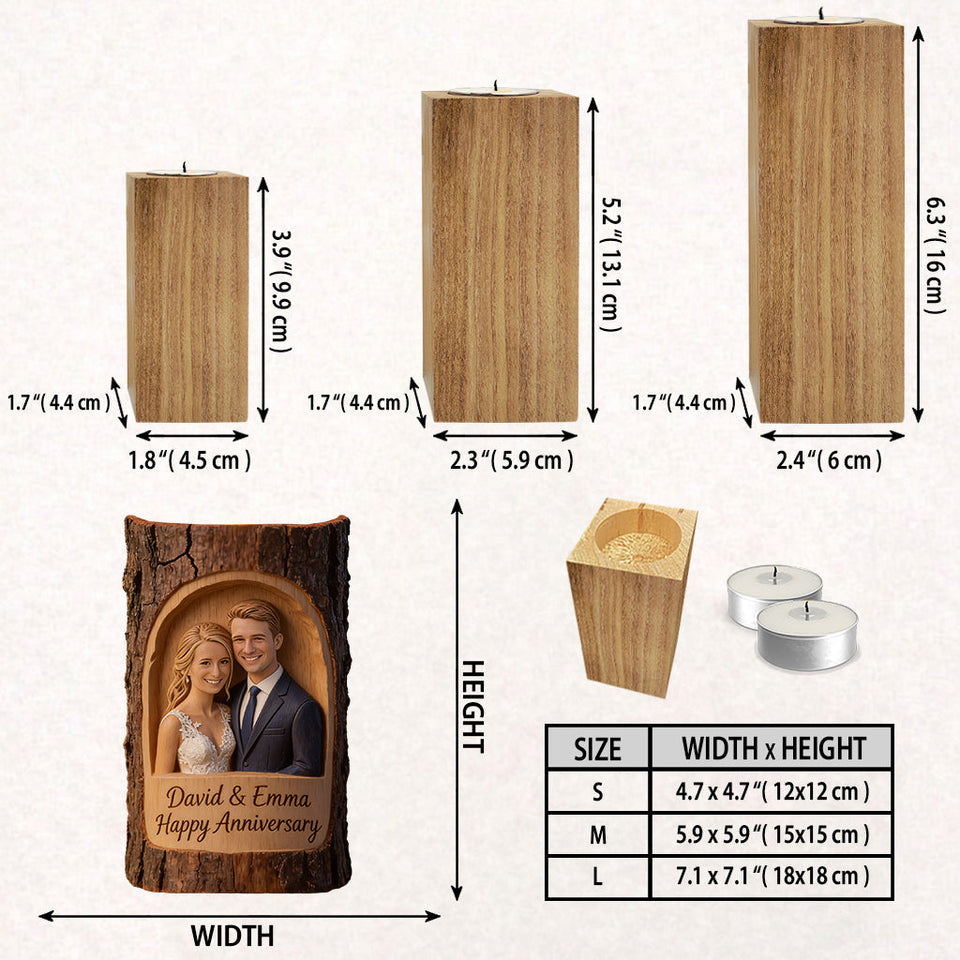 Custom Any Photo Couple Gift - Personalized Couple Custom Shape Wooden Candle Holder