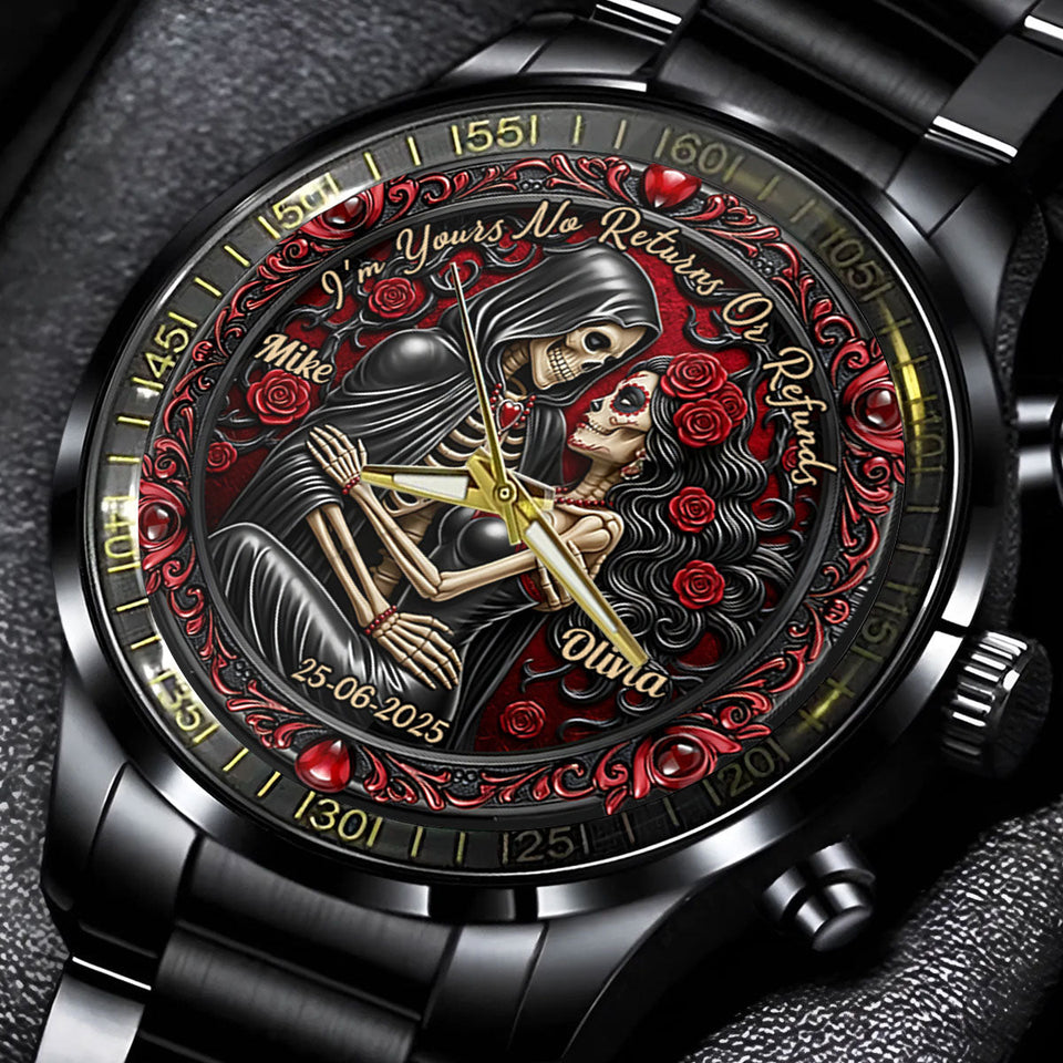 I'm Yours No Returns Or Refunds - Personalized Couple Hand Watch