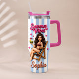 Beach Lovin' Girl - Personalized Sea Lover Tumbler With Plush Charm