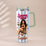 Beach Lovin' Girl - Personalized Sea Lover Tumbler With Plush Charm