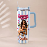Beach Lovin' Girl - Personalized Sea Lover Tumbler With Plush Charm