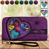 Grandma's Mom's Sweethearts - Personalized Grandma Leather Long Wallet