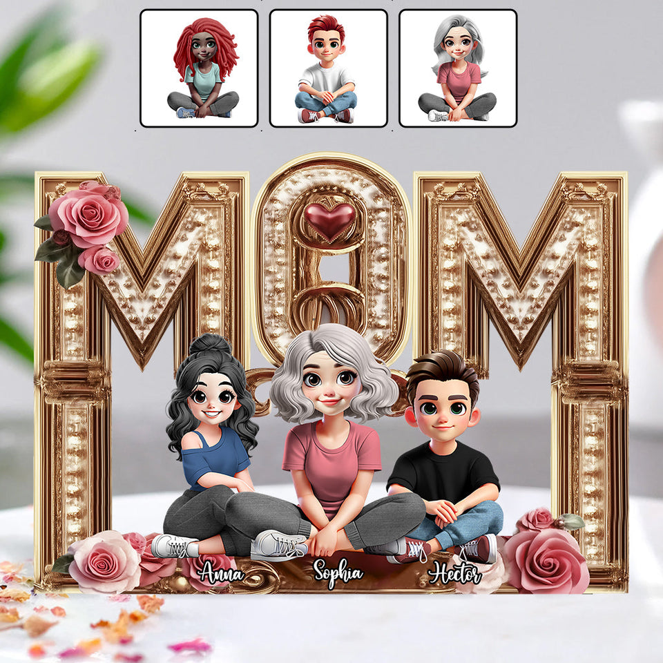 Mom I Love You - Personalized Mother Custom Shaped Acrylic Plaque