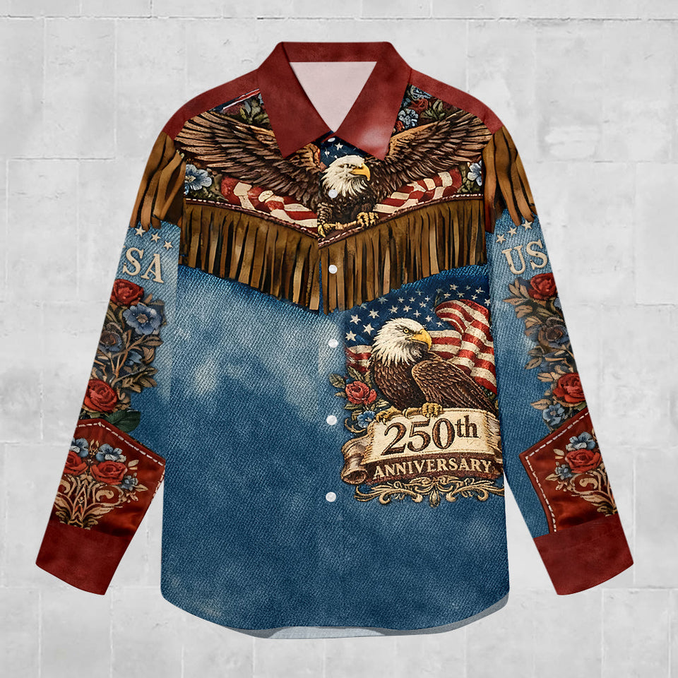 American 250th Anniversary Distressed Western - Western Outfit Button-Up Shirt