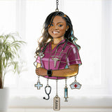 Gift For Nurse - Custom Any Photo - Personalized Nurse Window Hanging Suncatcher With Charms