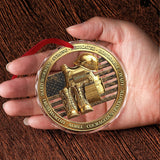 Veteran Soldier Backpack Boots Military - Personalized Veteran Round Shaped Glass Ornament