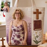 Custom Any Photo Believe - Personalized Christian Quilted Tote Bag